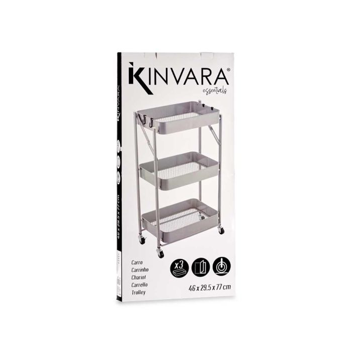 Kinvara Carro 3 Alturas Plegable Gris, 29.5x78.5x45.5 cm, Acero y Plástico 2 Kinvara Carro 3 Alturas Plegable Gris, 29.5x78.5x45.5 cm, Acero y Plástico 2