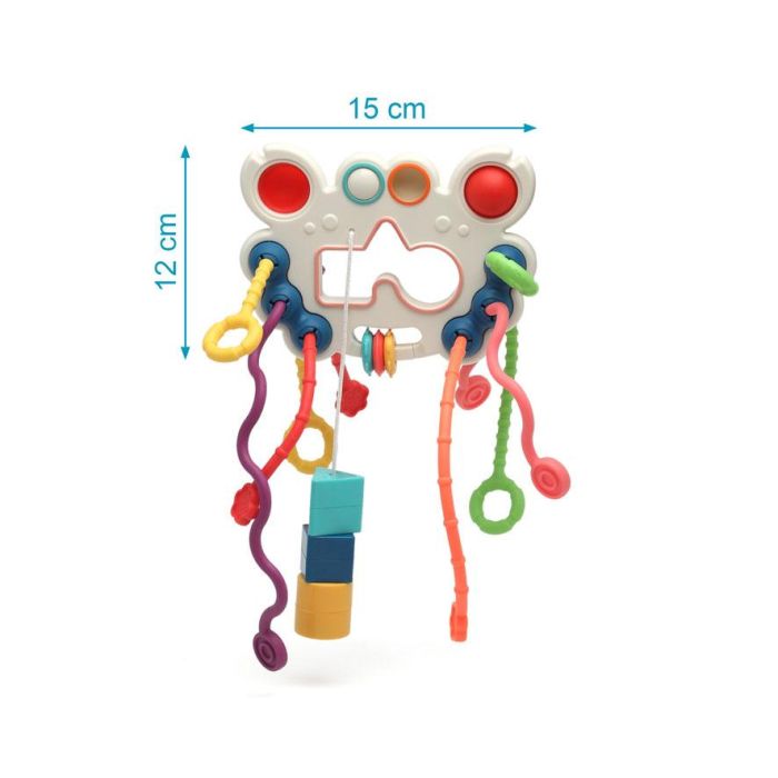 KioKids Juguete Actividades Sensoriales y Motoras para Cuna/Carrito - Silicona y ABS +10 meses - Multicolor con Bola Deslizante y Formas 3