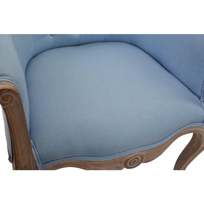 Banqueta DKD Home Decor Azul Poliéster Madera Madera de caucho 58 x 56 x 69 cm 3