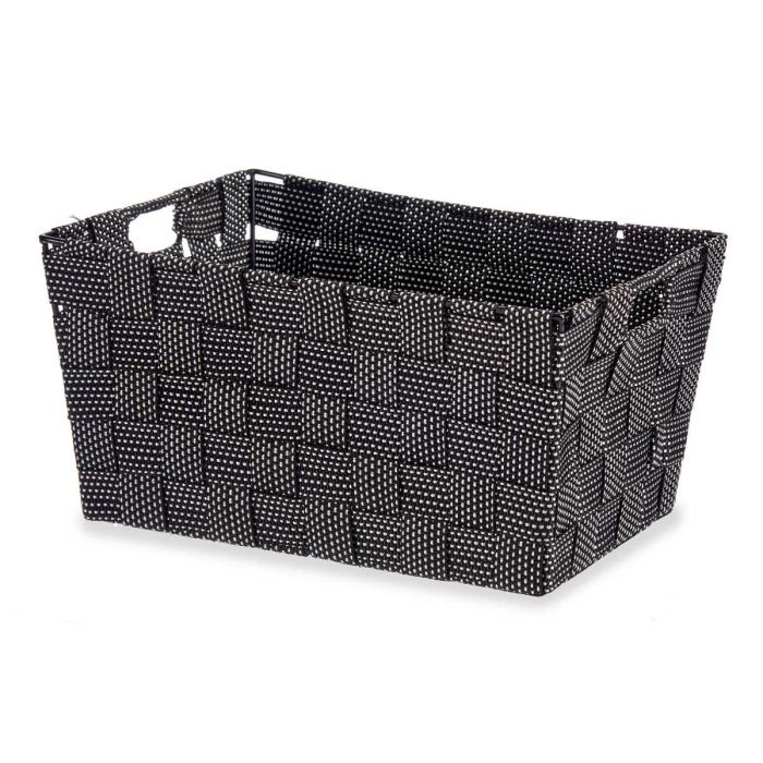 Kipit Cesta de Tela Cónica Rectangular con Asas Mediana Negro 30x14x20 cm (Set de 18) 2