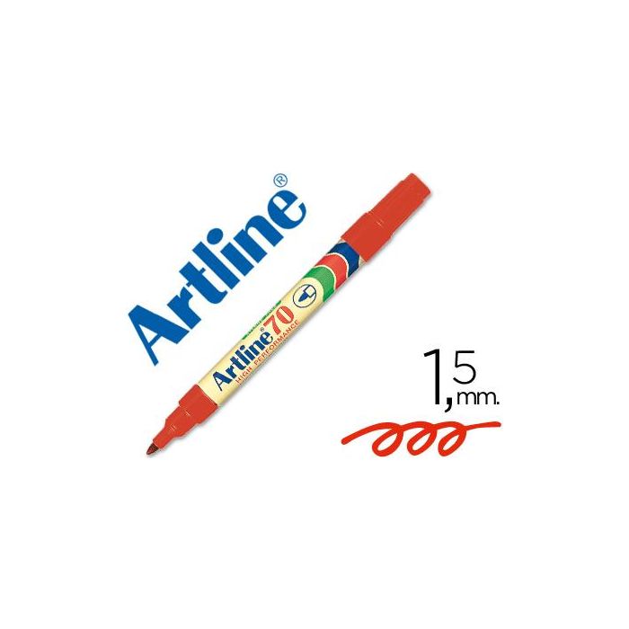 Rotulador Artline Marcador Permanente Ek-70 Rojo Punta Redonda 1.5 mm Papel Metal Y Cristal 12 unidades