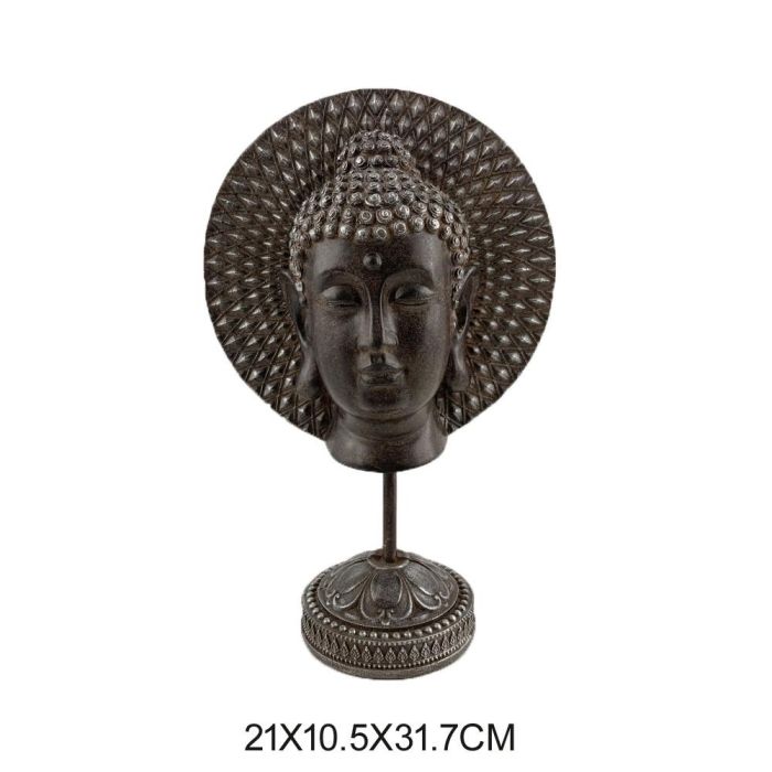 DKD Home Decor Figura Decorativa Oriental Buda Marrón Oscuro de Resina y Metal, Conjunto 4 Unidades 10.5x31x21 cm