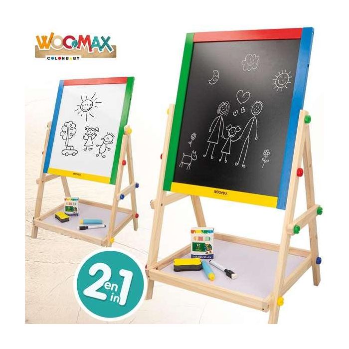 Color Baby Pizarra 2 Caras Blanca y Negra de Madera 37,5x65cm con Accesorios 6 Color Baby Pizarra 2 Caras Blanca y Negra de Madera 37,5x65cm con Accesorios 6