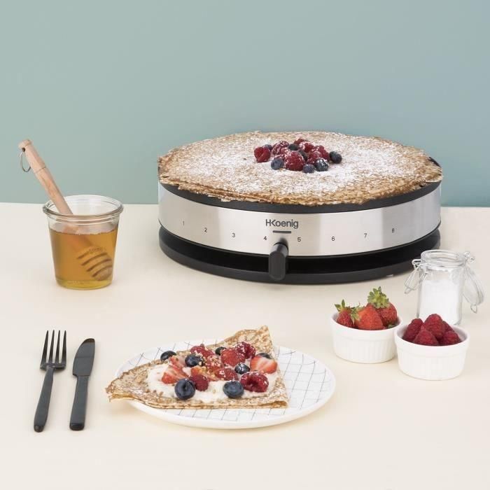 Crepiere HKoeNIG KREP29 33cm - Temperatura hasta 230 ° C - 1300W - Revestimiento antiadherente - Indicador de calentamiento - Banda de acero inoxidable 4 Crepiere HKoeNIG KREP29 33cm - Temperatura hasta 230 ° C - 1300W - Revestimiento antiadherente - Indicador de calentamiento - Banda de acero inoxidable 4
