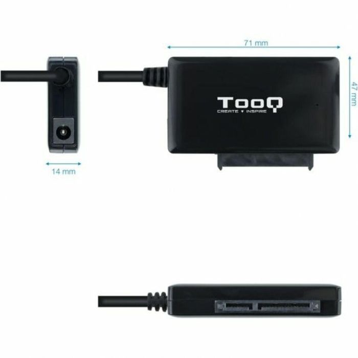 TooQ TQHDA-02C Adaptador USB-C a SATA para Discos Duros SSD/HDD 2.5" y 3.5" USB 3.1 Gen1 5Gbps Negro, compatible SATA I/II/III. 4