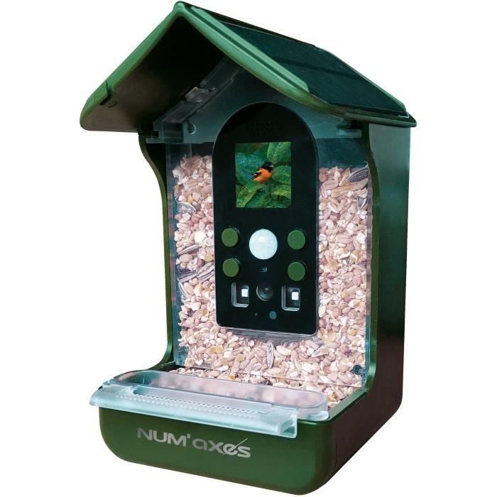 Comedero/bebedero para pájaros con cámara integrada - NUM'AXES - CAM1074 - 120° - Verde 2 Comedero/bebedero para pájaros con cámara integrada - NUM'AXES - CAM1074 - 120° - Verde 2