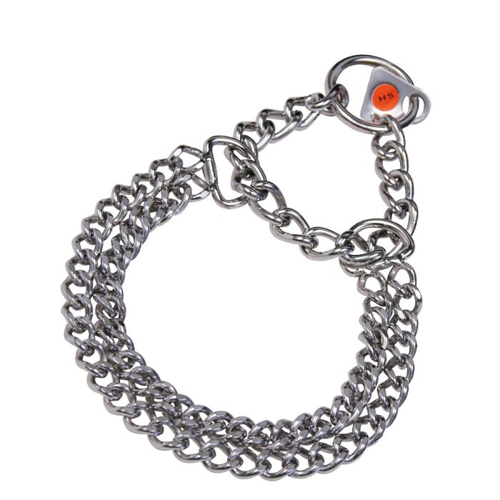 Hs Sprenger Collar Doble Paseo Acero Inoxidable 2mm x 45cm para Perros Pelo Corto Eslabones Redondeados Tiro Limitado hasta 40kg