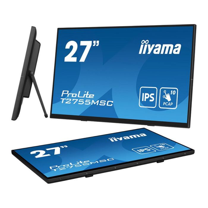 iiyama ProLite T2755MSC-B1 - Monitor táctil 27" FHD (1920x1080) IPS 5ms 60Hz con USB-C, HDMI, DisplayPort y altavoces - Negro