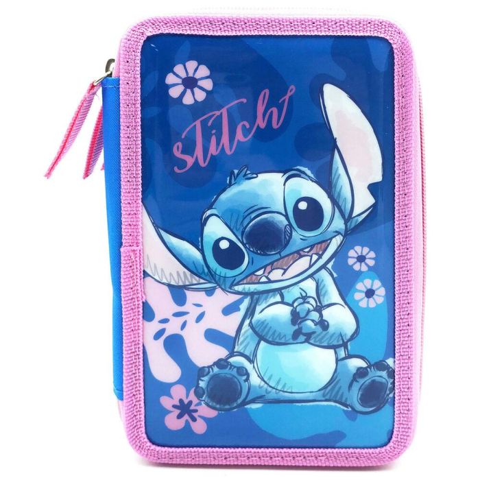 CYP BRANDS Plumier Stitch Disney Triple Completo - Estuche 3 Cremalleras 39 Piezas: Lápices, Rotuladores, Bolígrafos, Goma, Sacapuntas, Regla