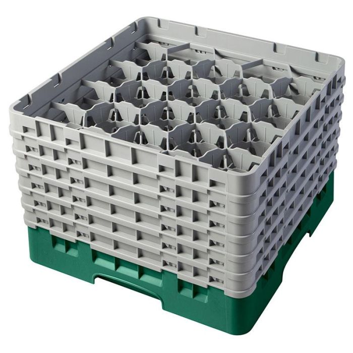 CAMBRO - 20S1114-119 - Cesta de lavado 20 comp. 6 alturas - 9,84 cm Ø máx. - alt. máx. 29,9 cm - 50 x 50 x 34,9 cm - Verde sherwood