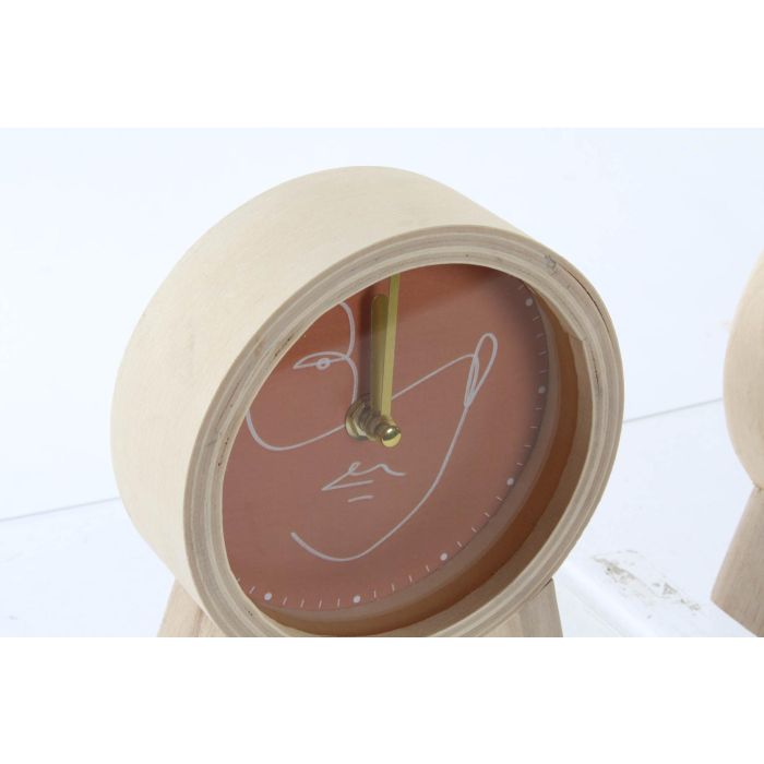 DKD Home Decor Reloj de Pared Marron Terracota Gris Claro Dorado 5 x 15 x 13 cm (4 Unidades) 1