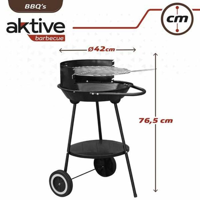 Barbacoa de Carbón con Ruedas Aktive Aluminio Metal esmaltado textileno 42 x 76,5 x 42 cm Negro 5 Barbacoa de Carbón con Ruedas Aktive Aluminio Metal esmaltado textileno 42 x 76,5 x 42 cm Negro 5