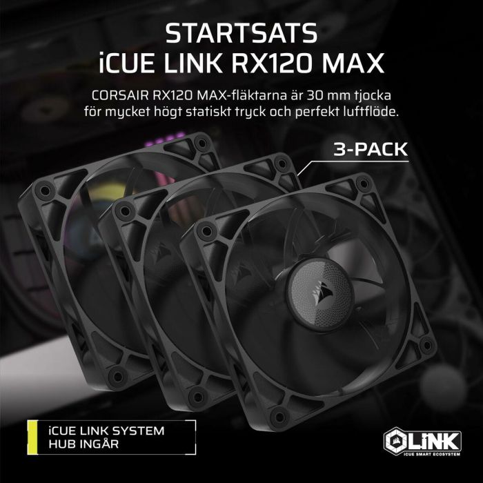 Corsair iCUE LINK RX120 MAX Ventilador Caja, Triple Fan Kit, CO-9051042-WW, 120mm 11