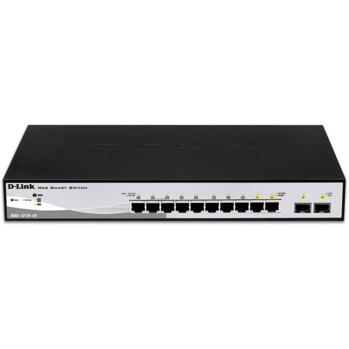 D-Link 10-Port Gigabit Smart Switch con 2 Puertos SFP Gestionable, Montaje en Rack 19", Diseño Fanless, 20Gbps. 0 D-Link 10-Port Gigabit Smart Switch con 2 Puertos SFP Gestionable, Montaje en Rack 19", Diseño Fanless, 20Gbps. 0