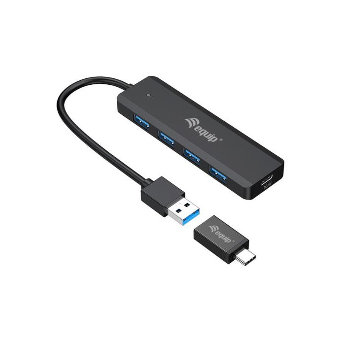 EQUIP HUB USB LIFE A 4 PUERTOS USB 3.2 INCLUYE ADAPTADOR USB-C