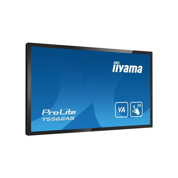 iiyama T5562AS-B1 pantalla de señalización Panel plano interactivo 138,7 cm (54.6") VA 500 cd / m² 4K Ultra HD Negro Pantalla táctil Procesador incorporado Android 8.0 24/7 4