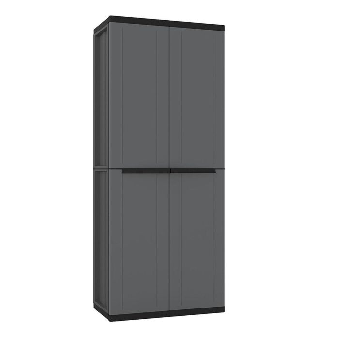 Terry J-base 268 Armario de polipropileno gris oscuro, 2 baldas regulables, cierre con candado, 68x37.5x163.5 cm