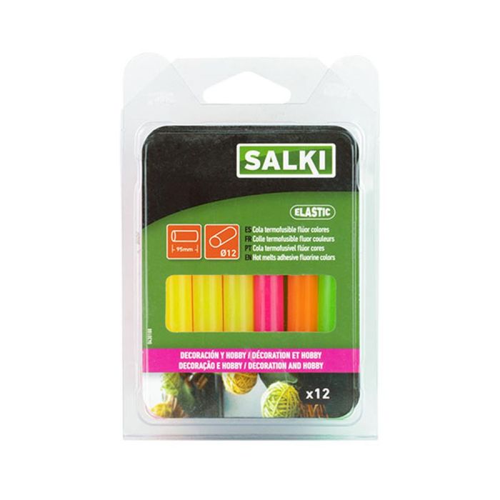 Barras de cola decoración y hobby ø12x95mm mix fluor 430108 blister 12 unid. salki 1