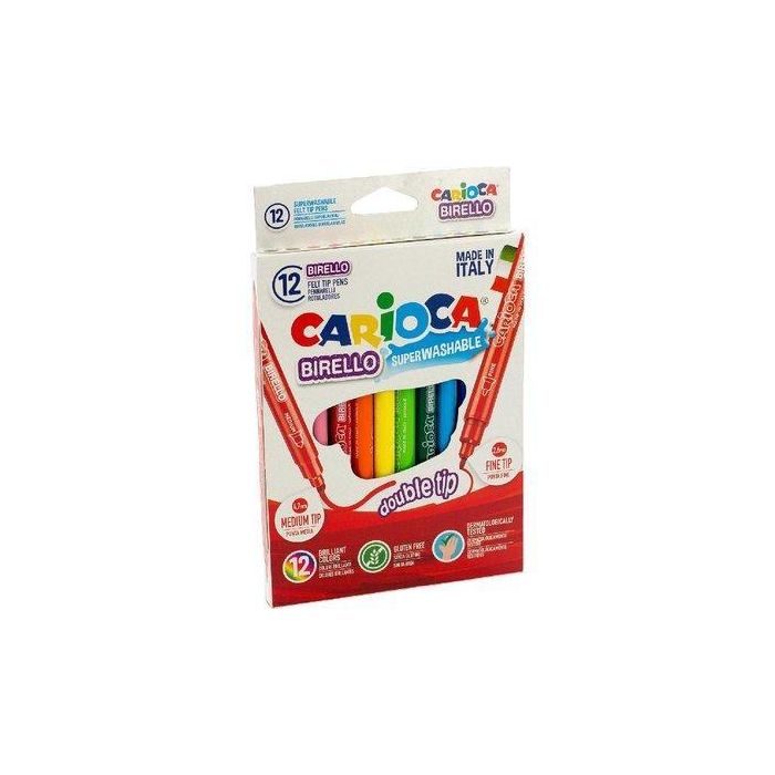 Carioca Rotulador Birello Doble Punta Fina-Media, Colores Surtidos, Estuche 12 Ud Carioca Rotulador Birello Doble Punta Fina-Media, Colores Surtidos, Estuche 12 Ud