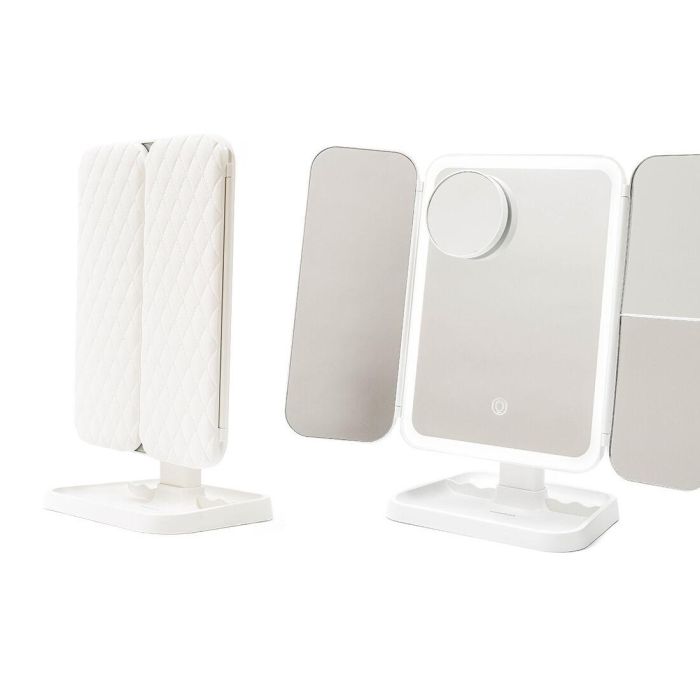 Espejo de Maquillaje Tríptico Recargable con Aumento y Luz LED Miled InnovaGoods 3 Espejo de Maquillaje Tríptico Recargable con Aumento y Luz LED Miled InnovaGoods 3