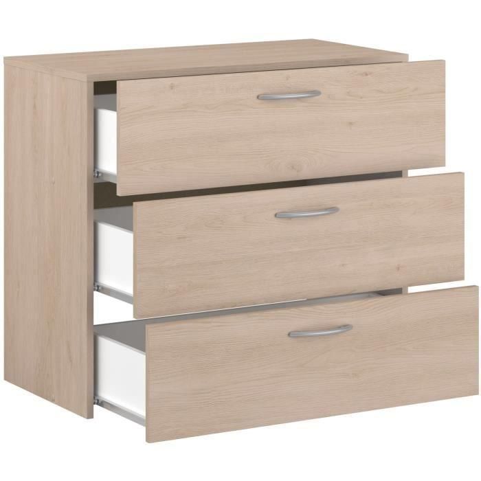 Cómoda - EASY LIFE - 3 cajones - Roble - 78,2 x 69,3 x 40,8 - PARISOT 4