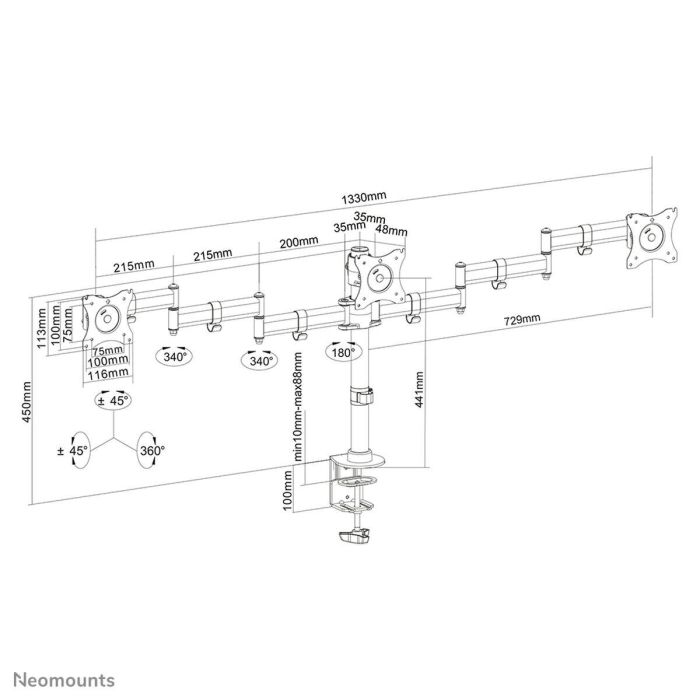 Soporte de Mesa para Pantalla Neomounts NM-D135D3BLACK 1