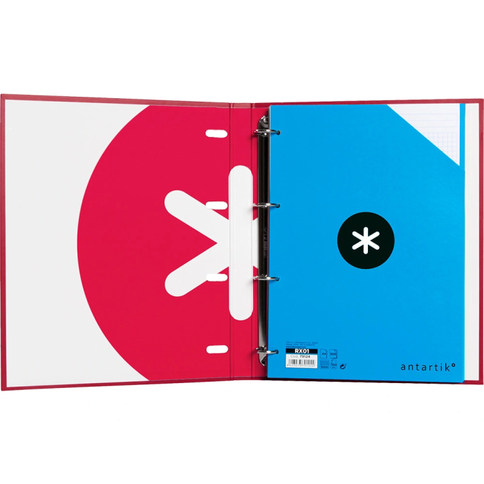Antartik Carpeta con recambio A4 cuadro 5mm forrada 4 anillas 25mm redondas color frambuesa 4 Antartik Carpeta con recambio A4 cuadro 5mm forrada 4 anillas 25mm redondas color frambuesa 4