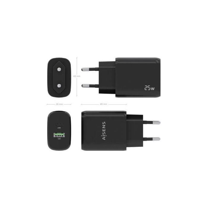 Cargador de Pared Aisens A110-0759/ 1xUSB Tipo-C/ 1xUSB/ 25W 3 Cargador de Pared Aisens A110-0759/ 1xUSB Tipo-C/ 1xUSB/ 25W 3