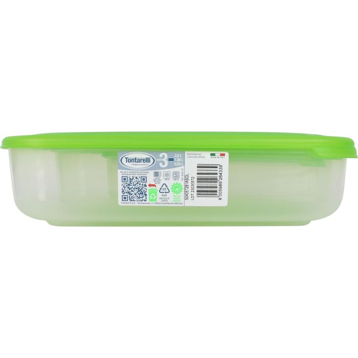 Tontarelli Set 3 Fiambreras Rectangulares 1L/2L/3L Tapa Verde Family (20 Cajas)