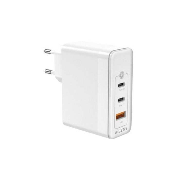 Aisens Cargador GaN 100W con 2 USB-C PD3.0 QC4.0 QC5.0 y 1 USB-A QC3.0, Blanco 2 Aisens Cargador GaN 100W con 2 USB-C PD3.0 QC4.0 QC5.0 y 1 USB-A QC3.0, Blanco 2