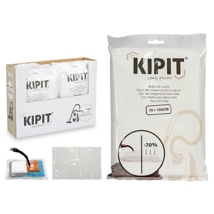 Kipit Bolsa de Vacío Transparente 70 x 100 cm para Ropa - Reduce Volumen hasta 70% (36 Unidades)
