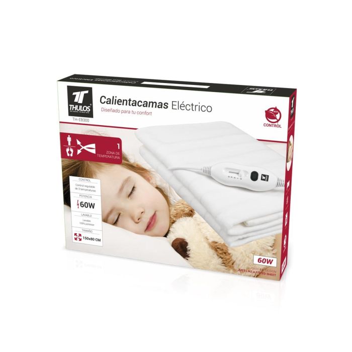 Thulos Calientacamas Eléctrico 150x80 cm, 60 W, 3 Temperaturas, Lavable, Modelo THULOS THEB300 2
