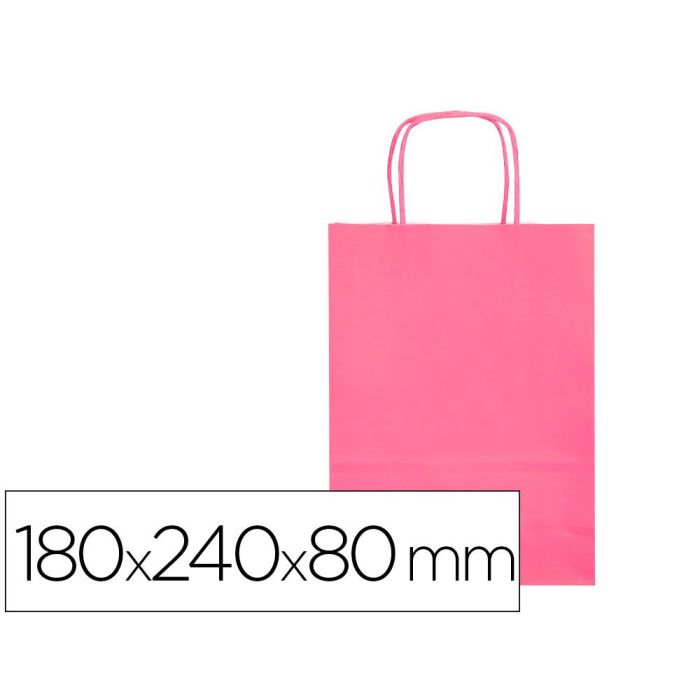 Bolsa Papel Q-Connect Celulosa Rosa XS Con Asa Retorcida 180x240x80 mm 25 unidades