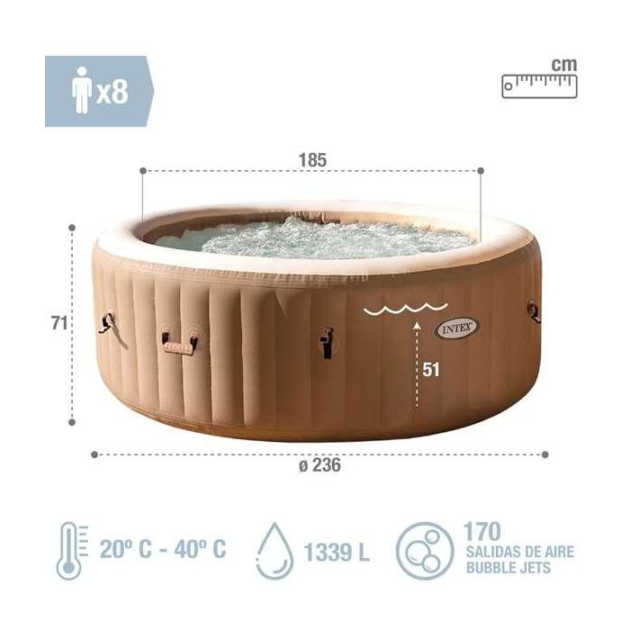 Spa Hinchable Intex 236 x 71 x 236 cm Marrón 1339 L 2