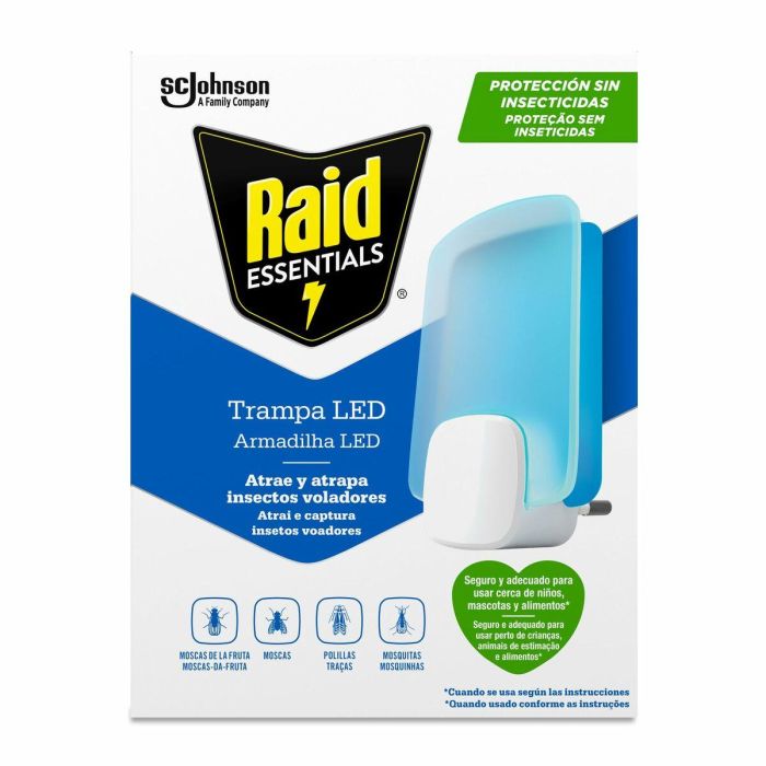 Raid Trampa LED Antiinsectos sin Insecticida para Mosquitos y Moscas - Aparato Eléctrico Silencioso con Recambio 3 Raid Trampa LED Antiinsectos sin Insecticida para Mosquitos y Moscas - Aparato Eléctrico Silencioso con Recambio 3