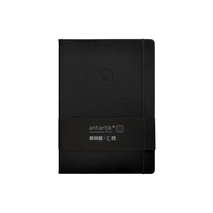 Cuaderno Con Gomilla Antartik Notes Tapa Dura A4 Hojas Cuadricula Negro 100 Hojas 80 gr Fsc 1