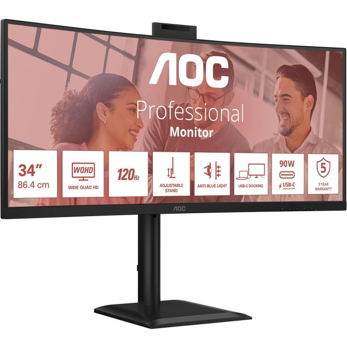 AOC CU34E4CV - 34 Zoll WQHD Curved, (3440x1440, 120 Hz, 2x HDMI 2.0, DP 1.4, DP, USB-C (90 W Power Delivery), RJ45, USB Hub) schwarz 13 AOC CU34E4CV - 34 Zoll WQHD Curved, (3440x1440, 120 Hz, 2x HDMI 2.0, DP 1.4, DP, USB-C (90 W Power Delivery), RJ45, USB Hub) schwarz 13