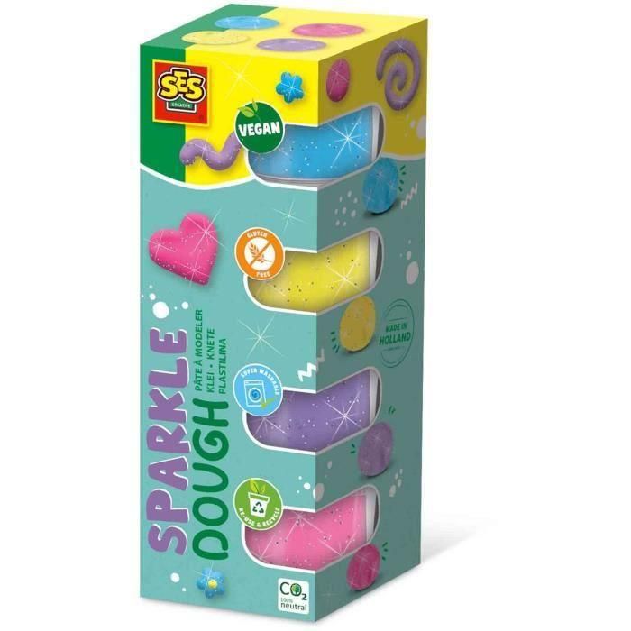 Plastilina Feel good - Glittering (4x90gr) - SES CREATIVE Plastilina Feel good - Glittering (4x90gr) - SES CREATIVE