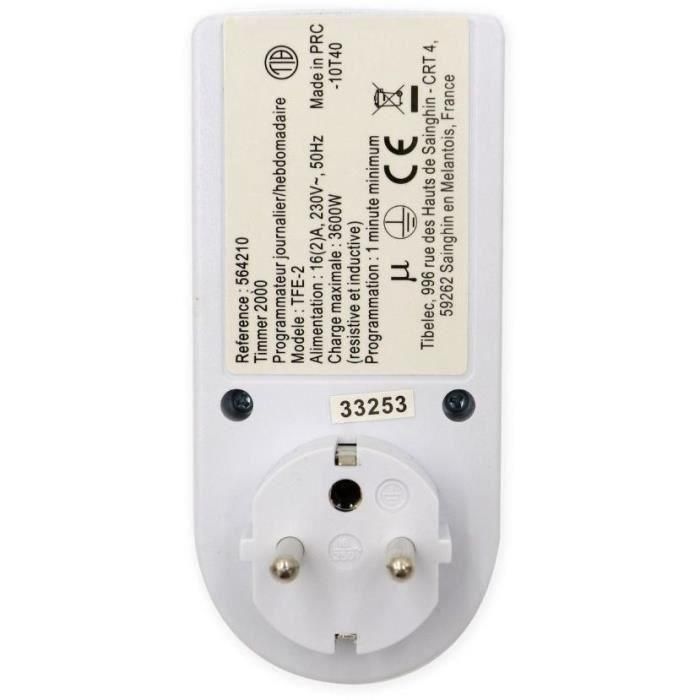 Tibelec Programador Digital Diario y Semanal, 3600W 230V, 10 Programas, con Tecla Aleatoria y Batería de Respaldo 3 Tibelec Programador Digital Diario y Semanal, 3600W 230V, 10 Programas, con Tecla Aleatoria y Batería de Respaldo 3