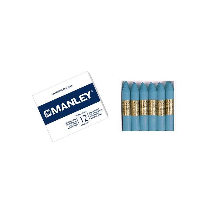 Manley Ceras 60 mm Celeste Claro Estuche 12 Unidades
