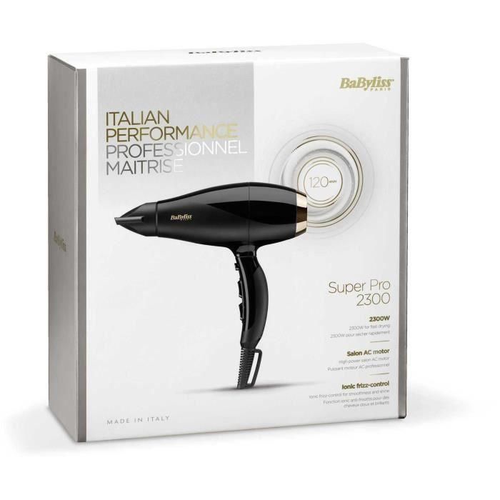 BABYLISS 6714E - Secador de pelo Super Pro 2300W - 3 temperaturas / 2 velocidades - Velocidad del aire 120 km / h - Botón de aire frío 3 BABYLISS 6714E - Secador de pelo Super Pro 2300W - 3 temperaturas / 2 velocidades - Velocidad del aire 120 km / h - Botón de aire frío 3