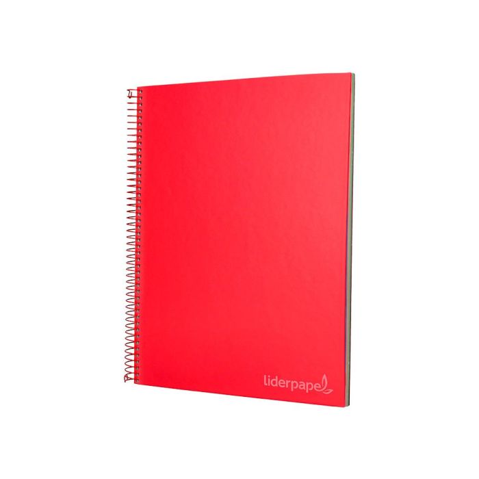 Cuaderno Espiral Liderpapel A4 Micro Jolly Tapa Forrada 140H 75 gr Cuadro 5 mm 5 Bandas 4 Taladros Color Rojo 6