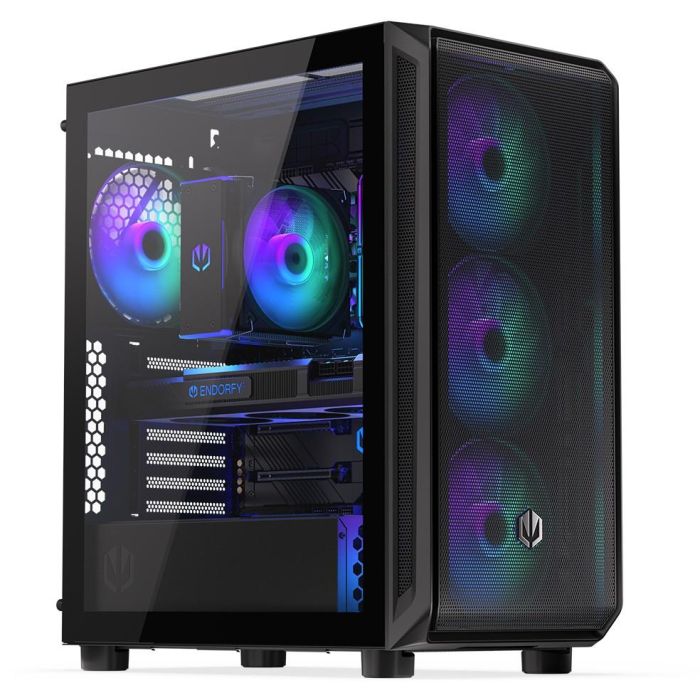 ENDORFY Arx 500 ARGB TG Black PC Gaming ATX micro ATX ITX - Caja de Ordenador con Vidrio Templado y Ventiladores ARGB 25