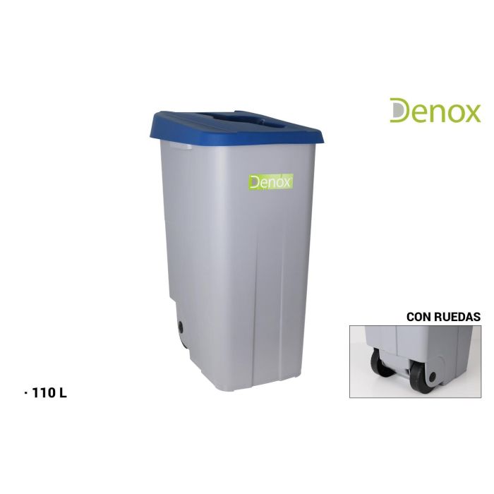 Cubo de Basura para Reciclaje 110L Azul - Denox (2 Unidades) Cubo de Basura para Reciclaje 110L Azul - Denox (2 Unidades)