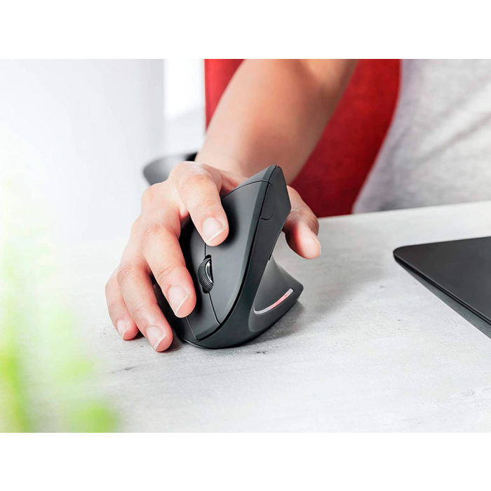 Q-connect Ratón Óptico Inalámbrico Ergonómico Vertical DPI 800/1200/1600 Pilas AAA Negro 6