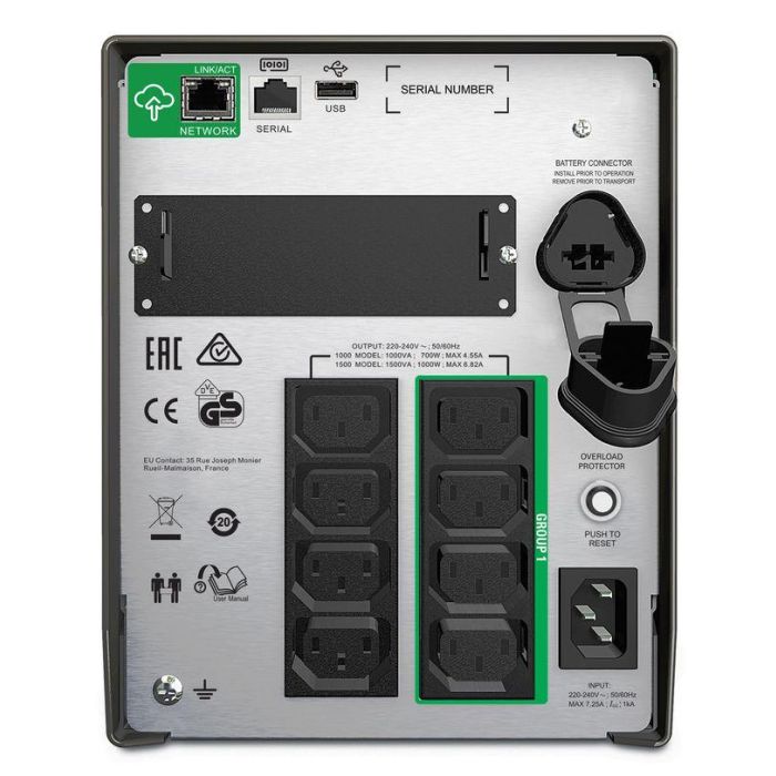 APC SMT1500IC UPS Línea Interactiva 1.5kVA 1000W 8 Salidas AC, Negro 1 APC SMT1500IC UPS Línea Interactiva 1.5kVA 1000W 8 Salidas AC, Negro 1