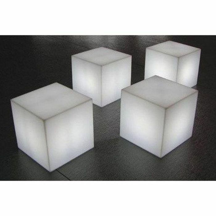 Lumisky Lámpara de Suelo Decorativa Cubo Moderno Polietileno Grueso Blanco y Negro 40 cm con Base E27 para Iluminación Cálida 1