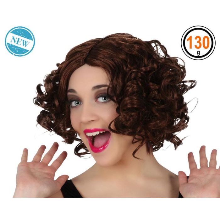 Peluca Rizada Corta Castaño 130 gr Peluca Rizada Corta Castaño 130 gr