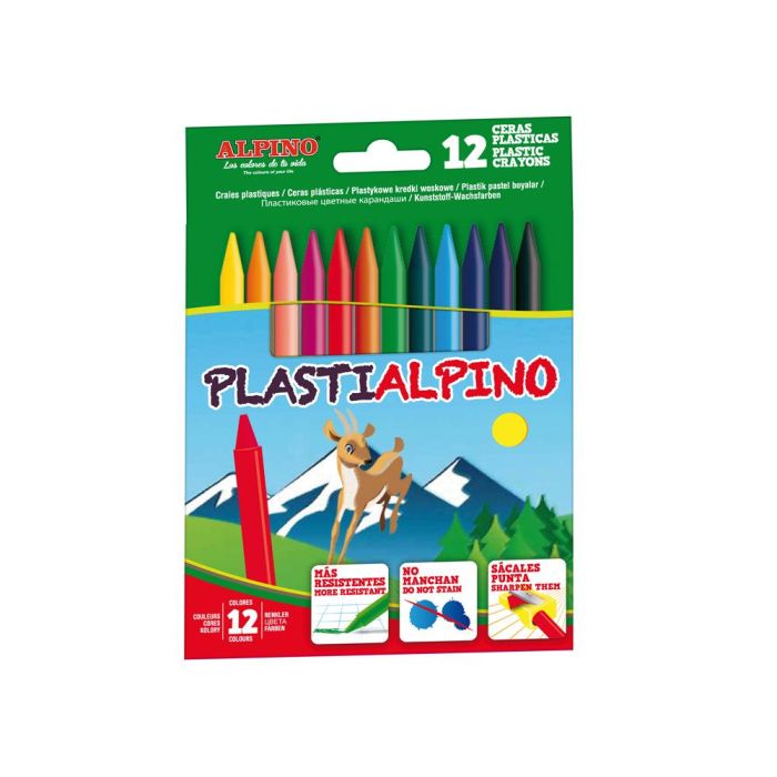 Alpino Ceras Plásticas Plastialpino 115 mm No Manchan Estuche De 12 C-Surtidos 1