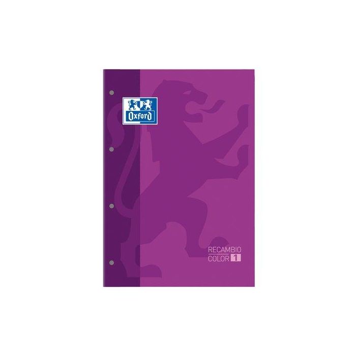 Recambio Oxford School Color 1 Encolado A4+ 80H 90Gr 4 Taladros Cuadric.5X5 Morado (1 Color De Recuadro) 5 unidades